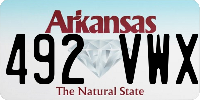 AR license plate 492VWX