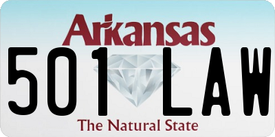 AR license plate 501LAW
