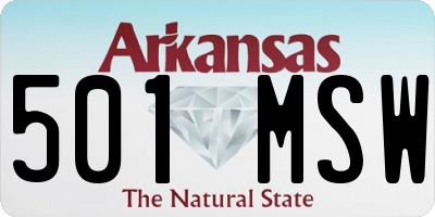 AR license plate 501MSW