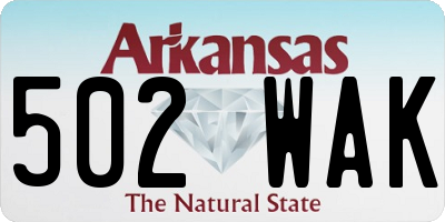 AR license plate 502WAK