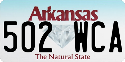 AR license plate 502WCA