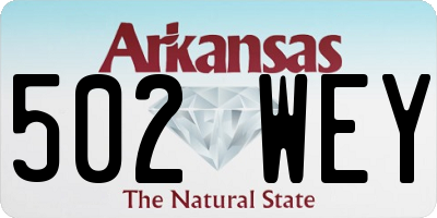 AR license plate 502WEY