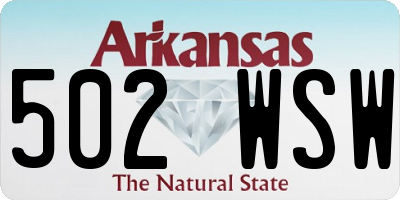 AR license plate 502WSW