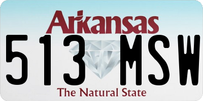 AR license plate 513MSW