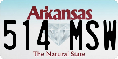 AR license plate 514MSW
