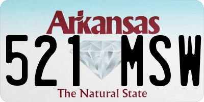 AR license plate 521MSW