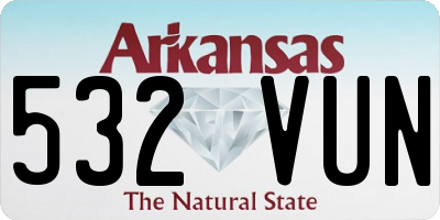 AR license plate 532VUN