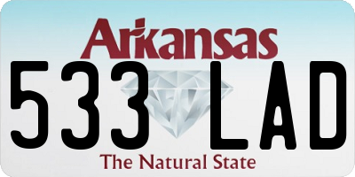 AR license plate 533LAD