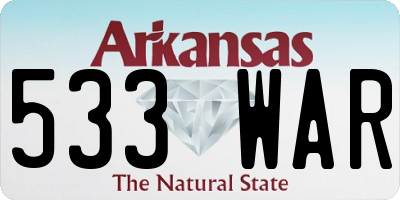 AR license plate 533WAR