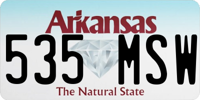 AR license plate 535MSW