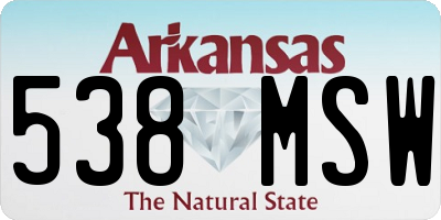 AR license plate 538MSW