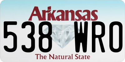AR license plate 538WRO