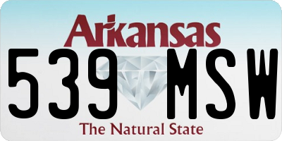 AR license plate 539MSW