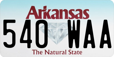 AR license plate 540WAA