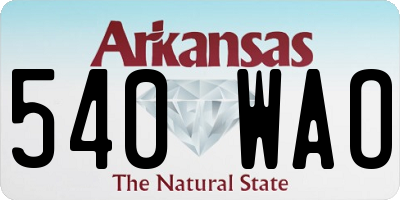 AR license plate 540WAO