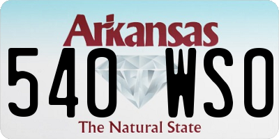 AR license plate 540WSO