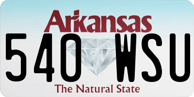 AR license plate 540WSU