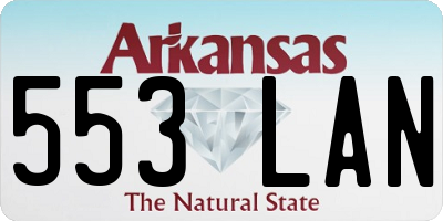 AR license plate 553LAN