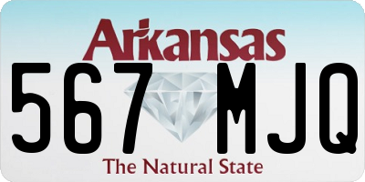AR license plate 567MJQ