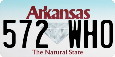 AR license plate 572WHO