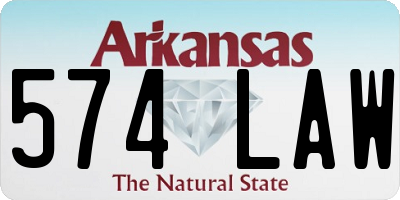 AR license plate 574LAW