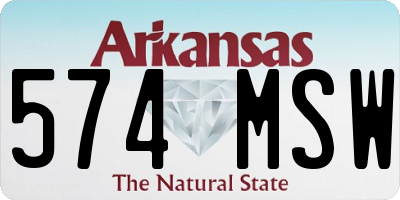 AR license plate 574MSW