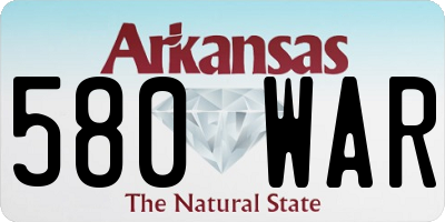AR license plate 580WAR