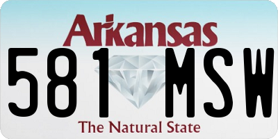 AR license plate 581MSW