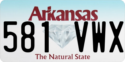AR license plate 581VWX