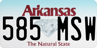 AR license plate 585MSW