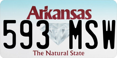 AR license plate 593MSW