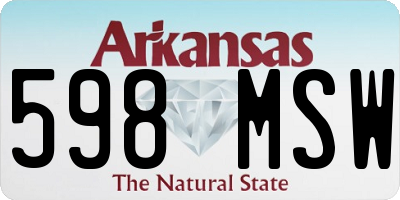 AR license plate 598MSW