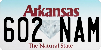 AR license plate 602NAM
