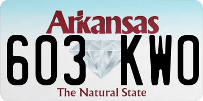 AR license plate 603KWO