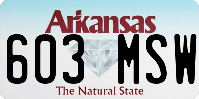 AR license plate 603MSW