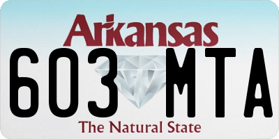 AR license plate 603MTA