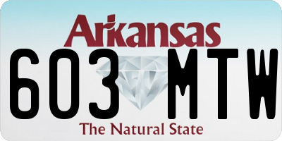 AR license plate 603MTW