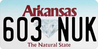 AR license plate 603NUK
