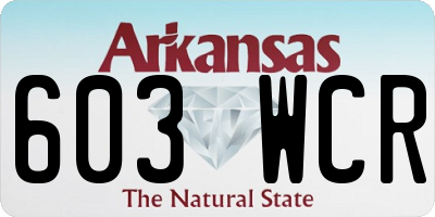 AR license plate 603WCR