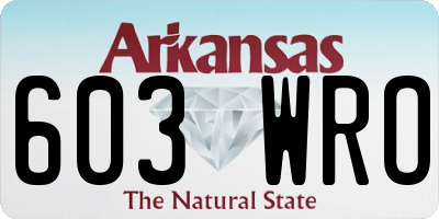 AR license plate 603WRO