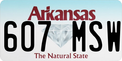 AR license plate 607MSW