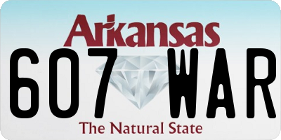 AR license plate 607WAR