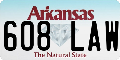 AR license plate 608LAW