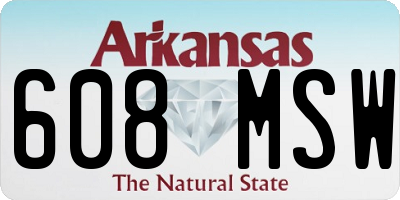 AR license plate 608MSW