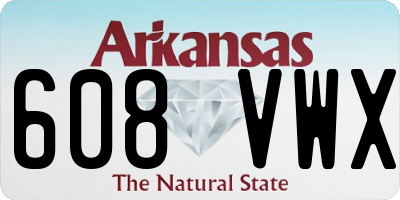 AR license plate 608VWX