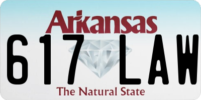 AR license plate 617LAW