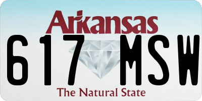 AR license plate 617MSW