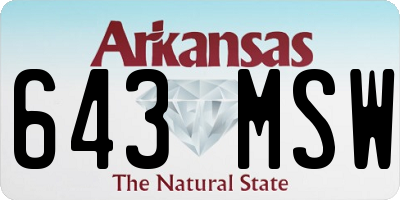 AR license plate 643MSW