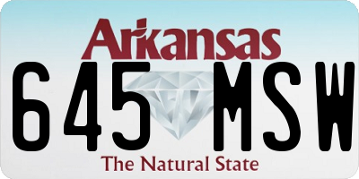 AR license plate 645MSW