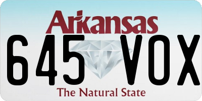 AR license plate 645VOX